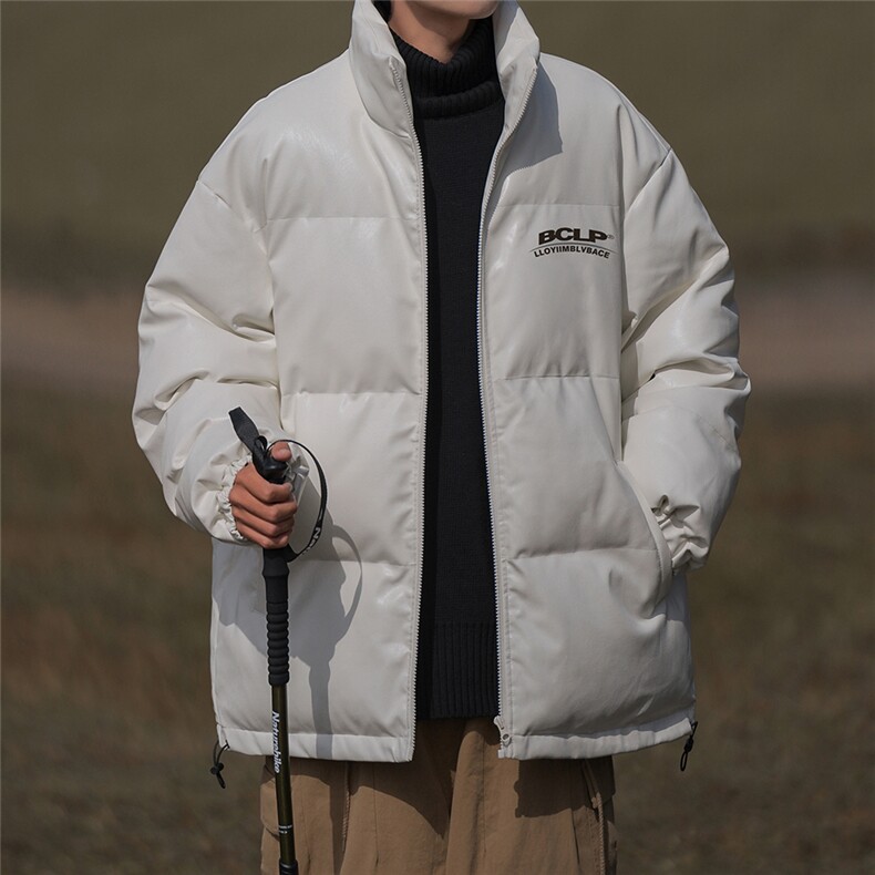港风23冬季时尚百搭宽松字母印花潮流PU棉服外套MY6450P115控158,男装棉衣,电商A268A