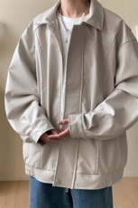 抖音直播！pu皮衣机车服宽松夹克男CP40-特p65控价：118，男装夹克，电商B371