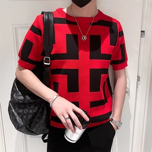 夏季针织短袖T恤男半袖春秋打底针织衫毛衣半截袖修身上衣 T3328图片