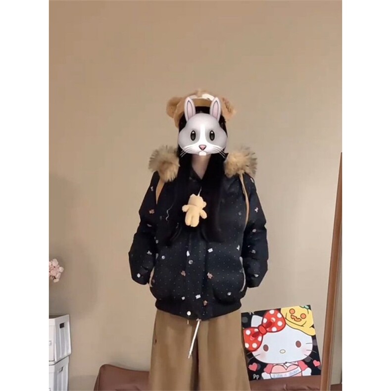 1506A/G78690/P99日系学院风毛领小熊连帽棉服女学生1,男装棉衣,星座1506A