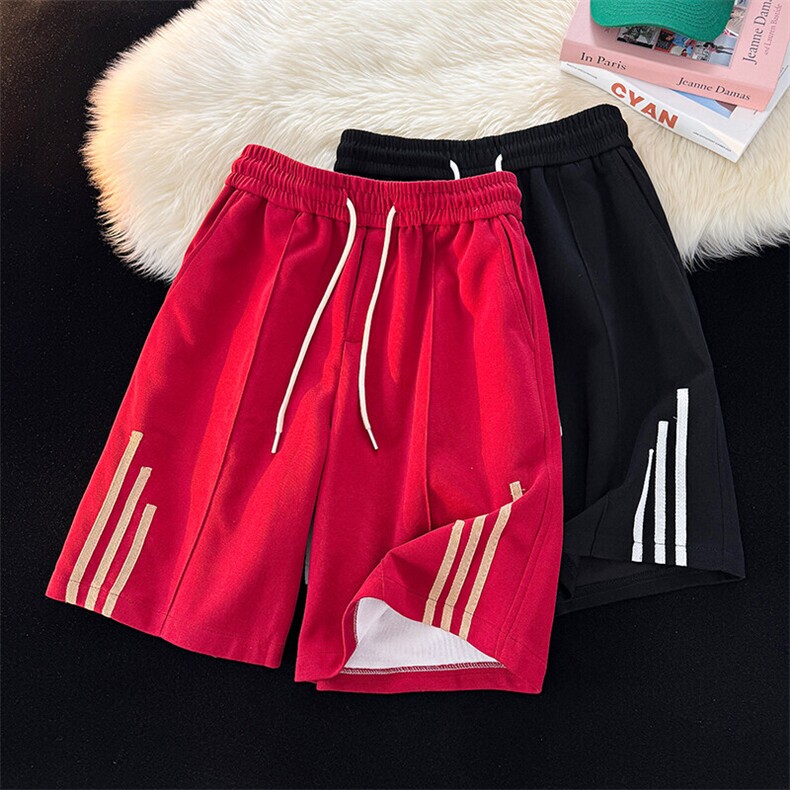 夏季五分裤短裤创意测竖条设计款休闲时尚卫裤潮25XD23068特批35，男装休闲裤，电商A042