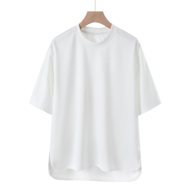 模美式大码男220克65棉重磅品质纯棉宽松圆领落肩短袖T恤T888图片
