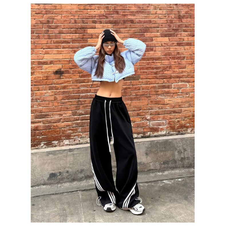 04美式高街ins斜三杠青春潮牌运动裤卫裤-时尚阔腿裤-网络图,男装休闲裤,星座1002-2