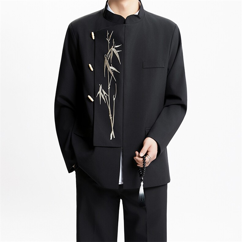 TW62-P110新中式男士礼服订婚礼西装套装风立领金竹刺绣中山装，男装西服套装，星座507A（原星座306B-2）