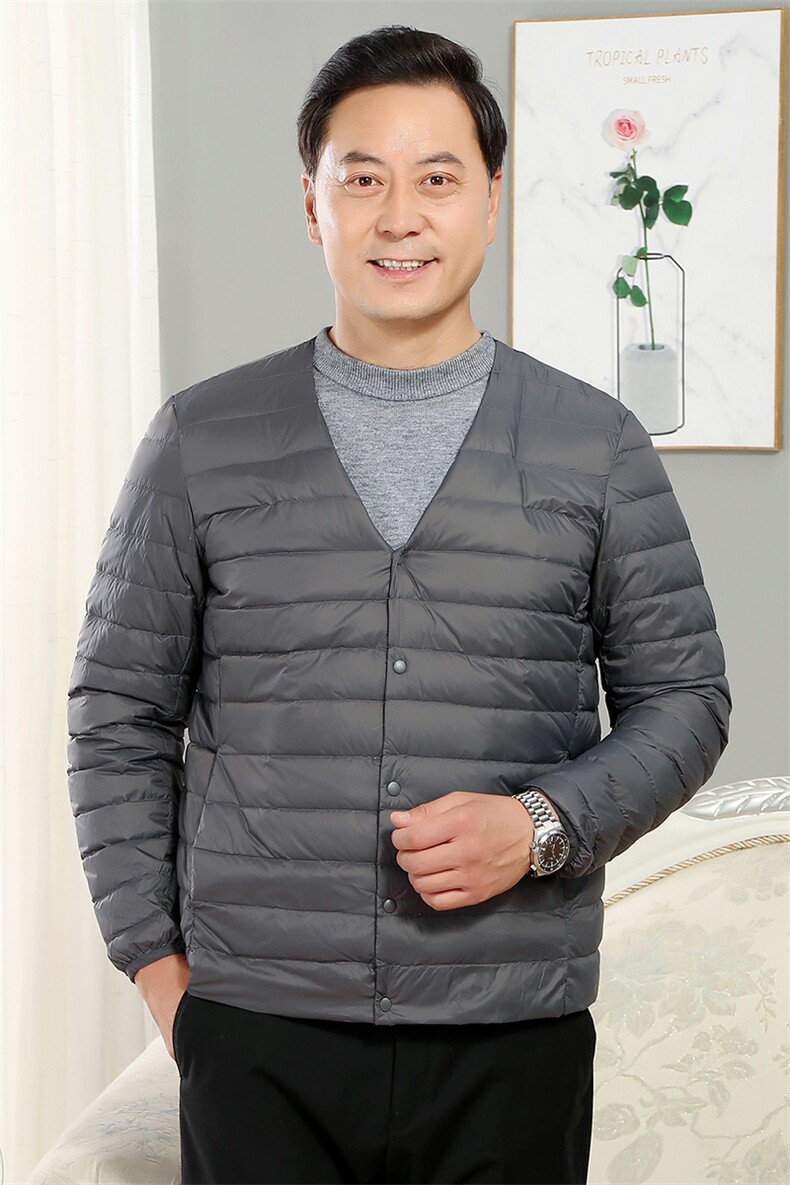 男中老年90绒轻薄连帽羽绒服外套秋冬休闲羽绒轻便外套,男装羽绒服,钱塘723