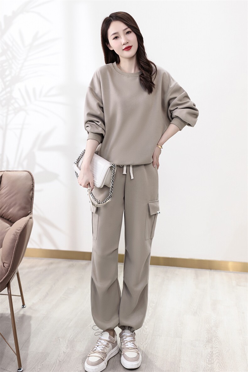 欧货2026春季新款工装时尚休闲上衣+运动长裤,女装运动套装,凯瑟曼