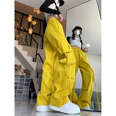 工装裤子男女美式高街设计感阔腿裤hiphop休闲拖地长裤AK798-p35，男装休闲裤，星座1008