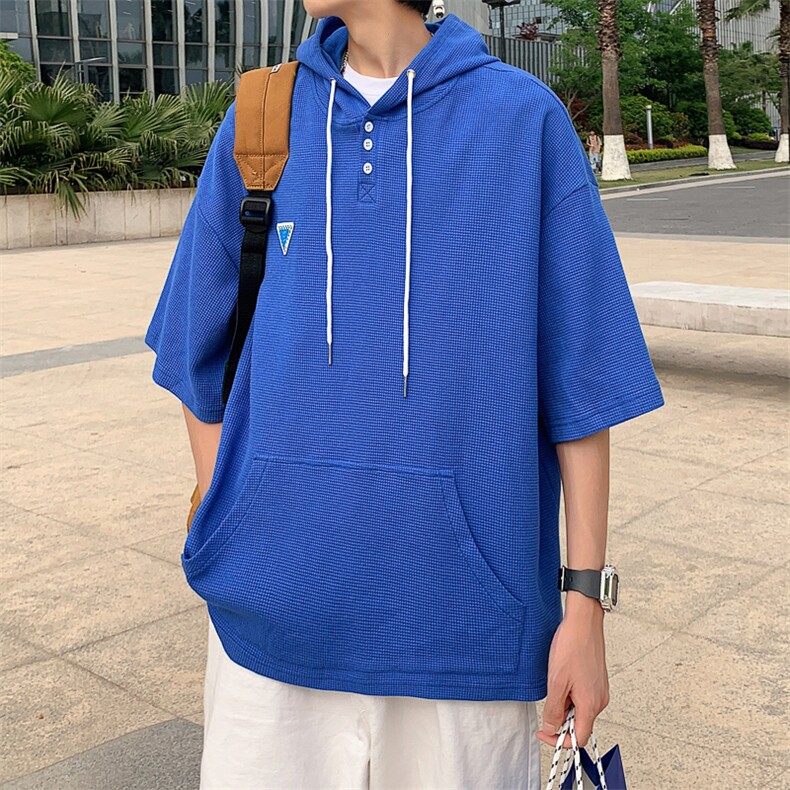 特P38控68华夫格冰丝连帽短袖男夏季外套中性宽松LM01,女装短外套,电商B370