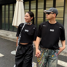 万针全刺绣解构设计260克重磅双纱纯棉高品质美式高街短袖T恤特35，男装T恤，电商A486-1