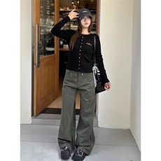 流行ins新款慵懒原宿文艺简约百搭休闲裤时尚潮流日系气质，女装休闲裤，星座1210-1