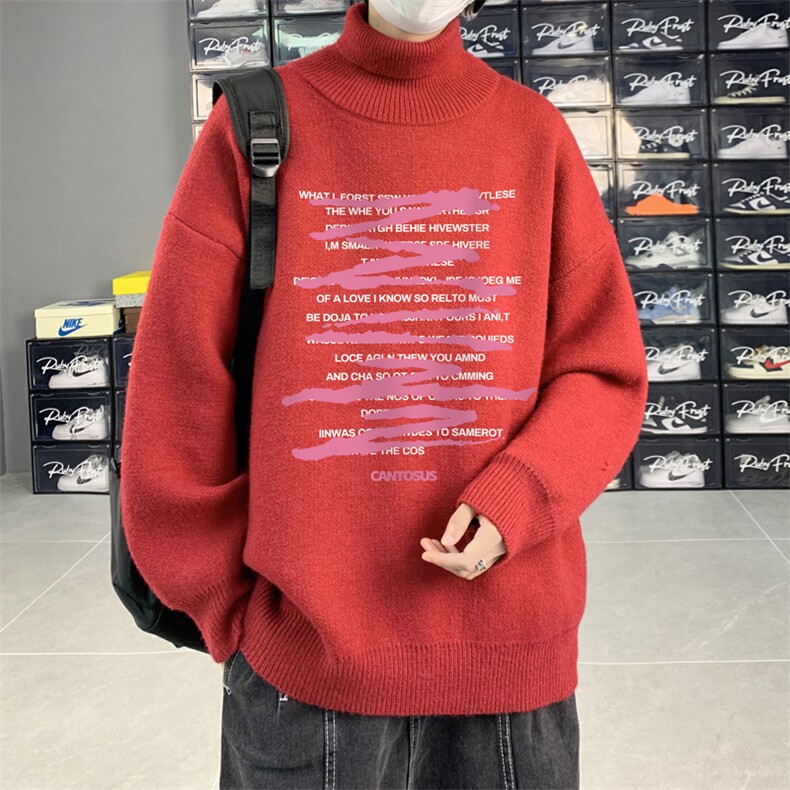 高质量！秋冬季高领毛衣加绒加厚翻领针织衫男毛衣FL523-特P38图片