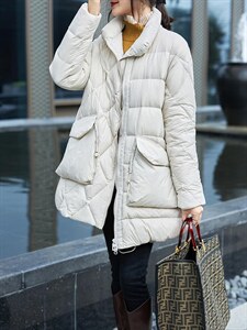 韩版休闲中长款羽绒服图片