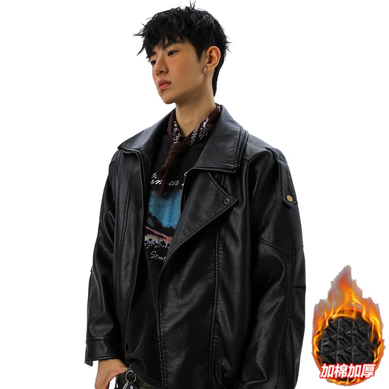 双层领大码M-5XL机车PU皮衣男JK78095特P118加棉特P138控208图片
