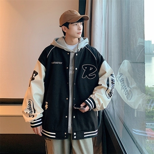 港风上衣夹克宽松落肩拼色棒球服外套 JK711-P68图片