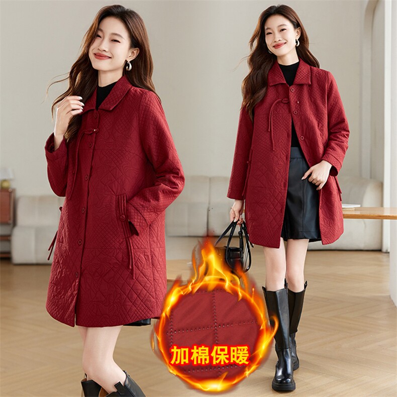 时尚加厚保暖棉服女冬季新款宽松显瘦长款外套图片