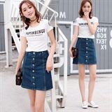 纯色通勤高腰时尚半身裙显瘦修身短裙2021年春季纽扣A型，女装半身裙，奕阳依阁
