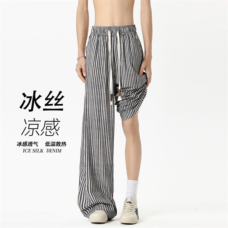 2025夏季新款无影墙四面弹条纹冰丝裤M-5XLHK25473-特P25,男装休闲裤,电商A022