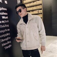 社会风20纯色羊羔毛拼接翻领单排扣棉衣上衣B297-2011-P150控198，男装棉衣，电商B297