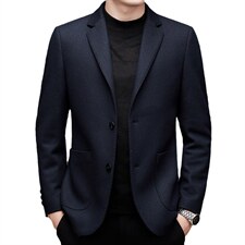 新款羊毛大衣男长款秋季款商务休闲羊毛呢大衣男装外套MNSAA8115图片