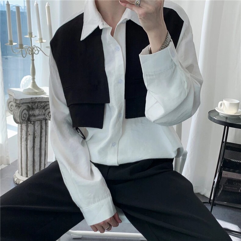 假两件衬衫外套男ins潮牌潮流宽松轻熟风男装衬衣C183-P35,男装衬衫,星座1109-3