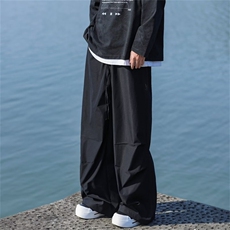 日系宽松阔腿裤褶皱直筒裤cityboy休闲拖地裤工装裤男P122-p40，男装工装外套，星座1008