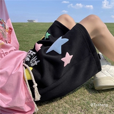 2024夏季新款撞色星星发泡印花短裤宽松中裤B315-K23340-p45控58，男装休闲裤，电商B315