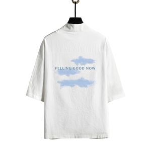 HF59143-P40风汉服男开衫外套七分袖道袍 网格挂拍图片