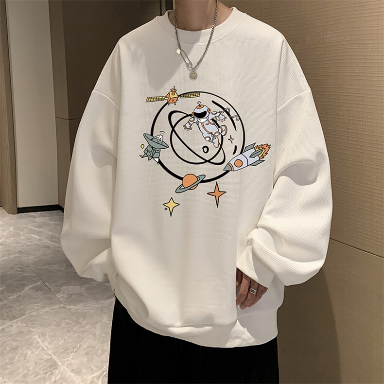 华夫格卫衣圆领卫衣男大码长袖t恤男外套 HW76142-P30加绒款-P40图片