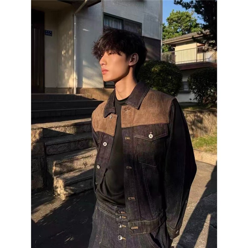 男长袖翻领宽松型美式复古外套春秋潮JK75-P79,女装短外套,星座208-5