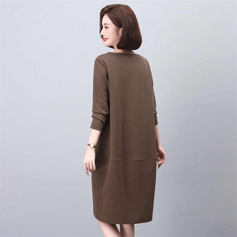 大码卫衣裙妈妈洋气休闲中长款裙子连衣裙女春秋2025秋季新款宽松,女装连衣裙,依恋蒂丝