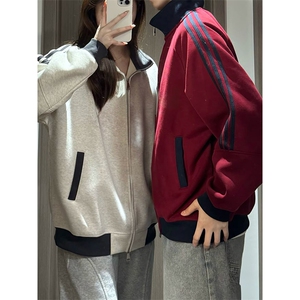 抖音得物高品质 美式高街重磅结构设计拼接织带立领卫衣外套 CM42图片