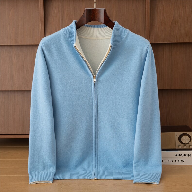 2025时尚百搭通勤简约休闲双面开衫，男装羊毛衫，端硕羊绒