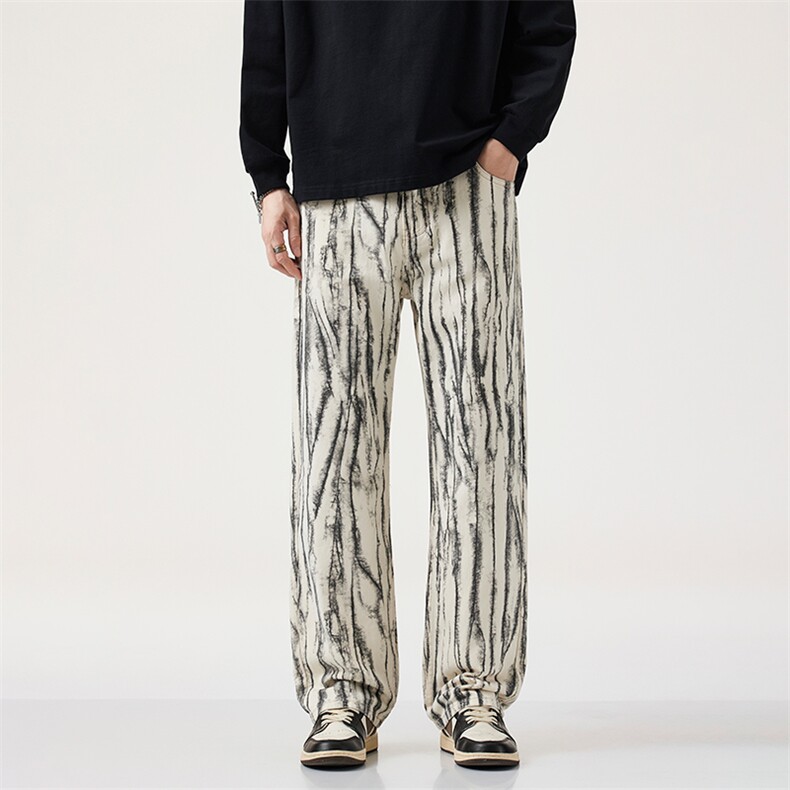 四季潮款时尚潮流痞帅休闲牛仔裤男美式高街宽松直筒裤，男装牛仔裤，电商D218A