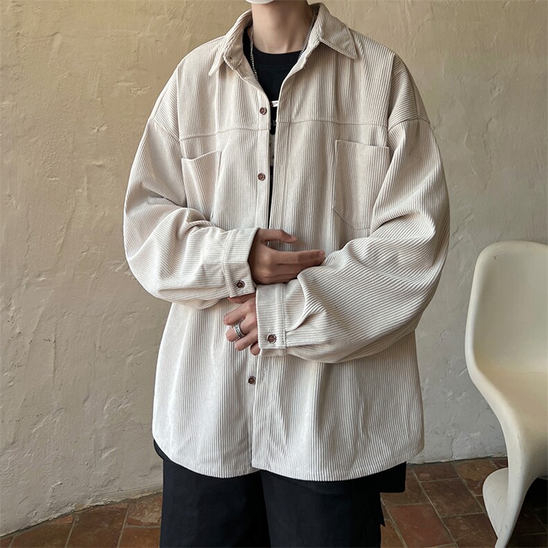 wassuphappy灯芯绒长袖衬衫男士春秋季2025新款潮流休闲衬衣外套,男装衬衫,电商A059