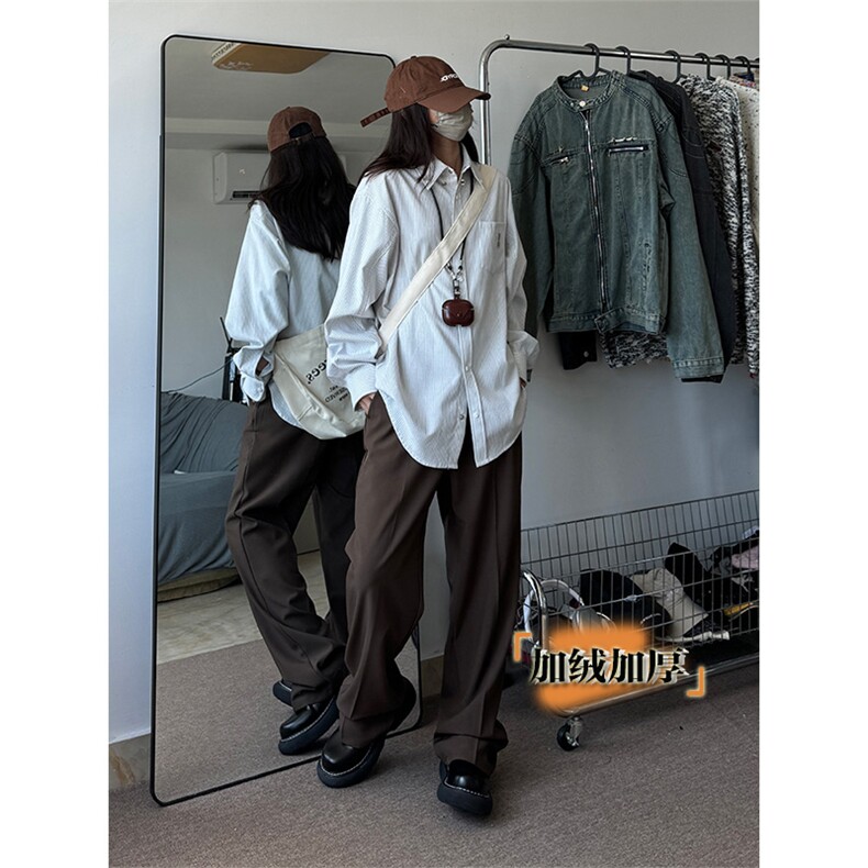 中性直筒垂感西裤加绒加厚休闲裤310A-2BK335P55常规p45控68，男装休闲裤，星座310A-2