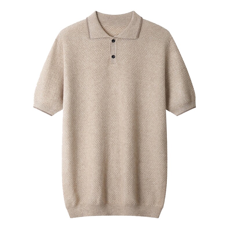 2024年秋季翻领纯色长袖时尚都市显瘦羊绒衫polo衫男,男装羊绒套衫,玉景羊绒