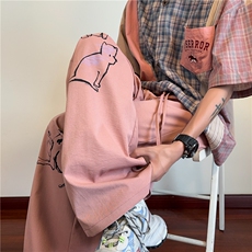 抖音品质夏季新款可爱小狗印花宽松休闲裤B315-K25528-特p30控58，男装休闲裤，电商B315