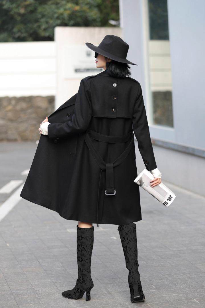 大斜纹爆版风衣，女装风衣，米儿衣景