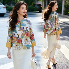 芷墨春季复古新中式盘扣显瘦外套日常通勤显高显瘦唐装减龄外套女，女装短外套，芷墨服饰