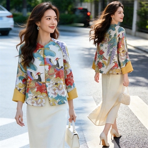 芷墨春季复古新中式盘扣显瘦外套日常通勤显高显瘦唐装减龄外套女图片