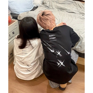 抖音得物供货210克现货宽松纯棉美式潮牌印花落肩袖纯棉T恤AT2174图片