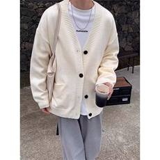 灰色针织开衫外套男生高级感慵懒风毛衣oversize少年感穿搭秋冬季，男装针织衫/毛衣，星座603-2