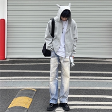 A450-WY8885-P95控149连帽开衫恶魔角卫衣，男装卫衣，电商A450