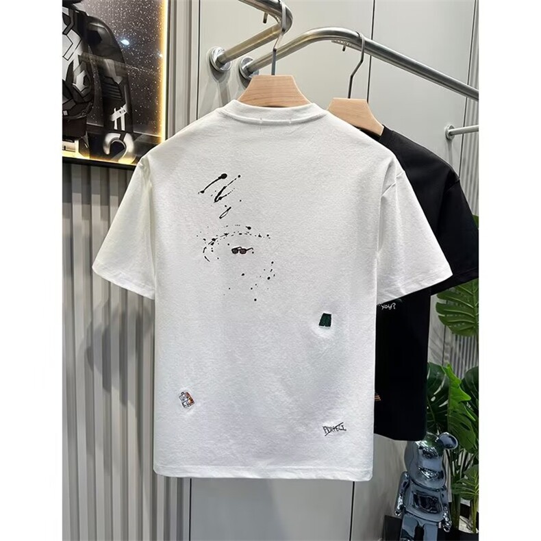 高端个性刺绣短袖t恤男潮牌潮流衣服2025夏季新款男士圆领半截袖,男装T恤,电商B212（原钱塘6029）
