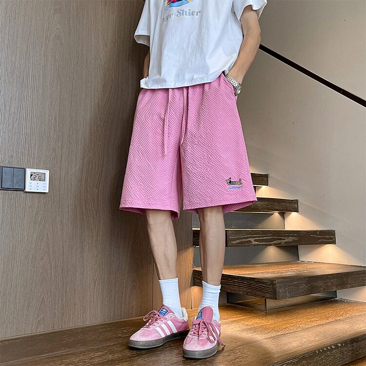 泡泡纱腊肠狗运动短裤男夏季美式休闲中裤宽松速干五分裤XXD57图片