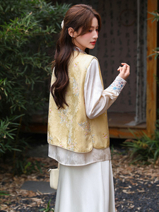 2026年春季新中式g风高级感提花马甲衬衫随意搭配套装图片