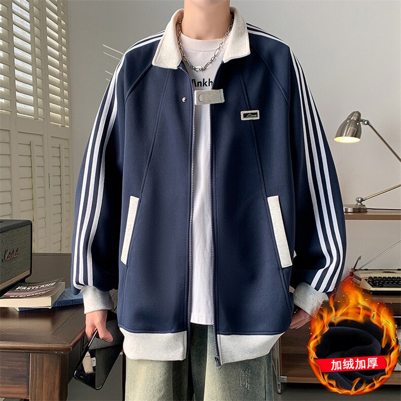 H216P55加绒65新品条纹卫衣开衫图片