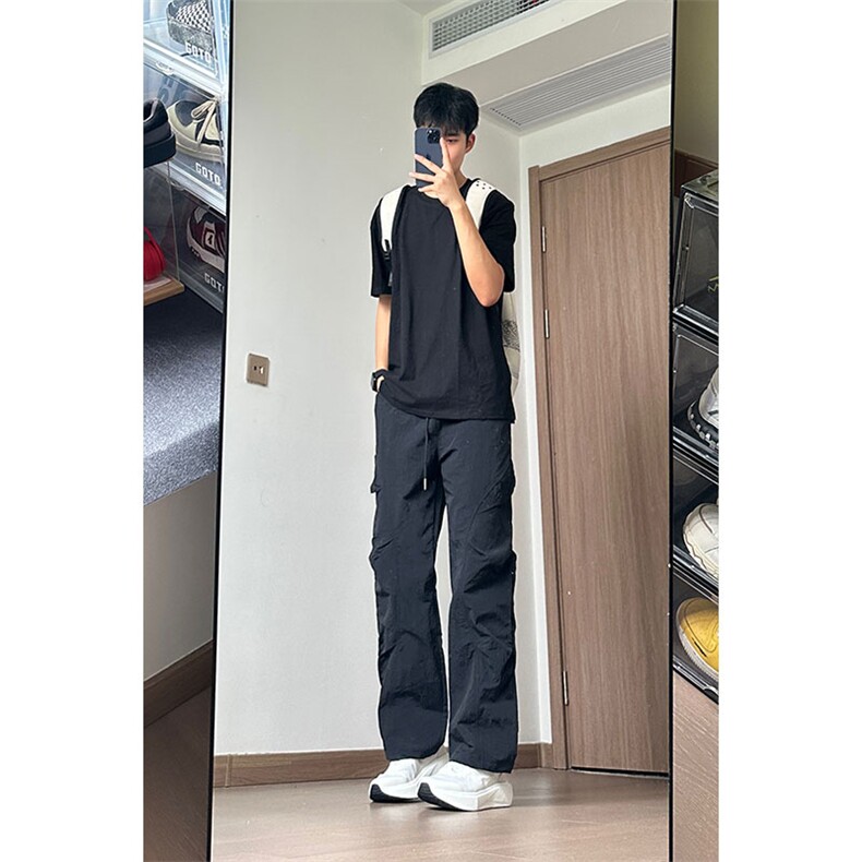 特批30夏季美式阔腿简约款直筒长裤锦纶,男装休闲裤,电商基地A086
