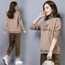 纯色字母长袖2020冬季新款加绒常规件套头卫衣，女装卫衣/绒衫，简韵佳