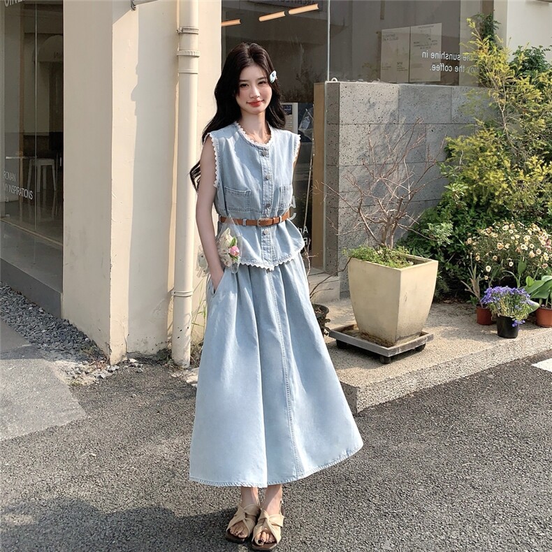 2025年夏季新款牛仔三件套2B72-6613-p155控245,女装套装/套裙,乐吉娜
